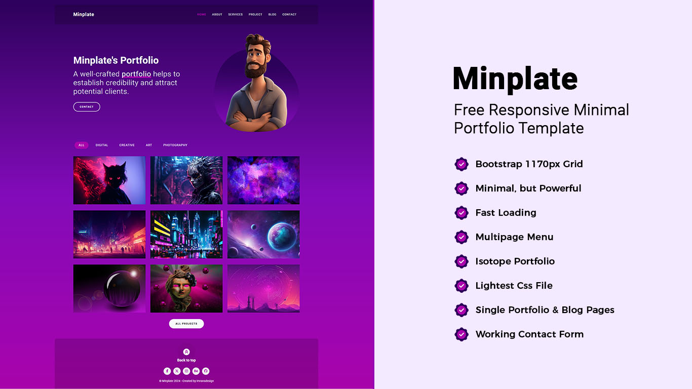 Minplate – Free Responsive Minimal Template